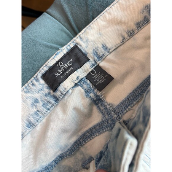 Chicos Jeans Womens 0 US 4 Acid Washed Blue Pants Tall Stretch - Picture 4 of 10